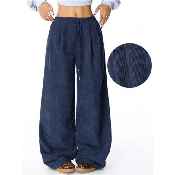 Wide Leg Corduroy Drawstring Pants - Picture 13 of 16